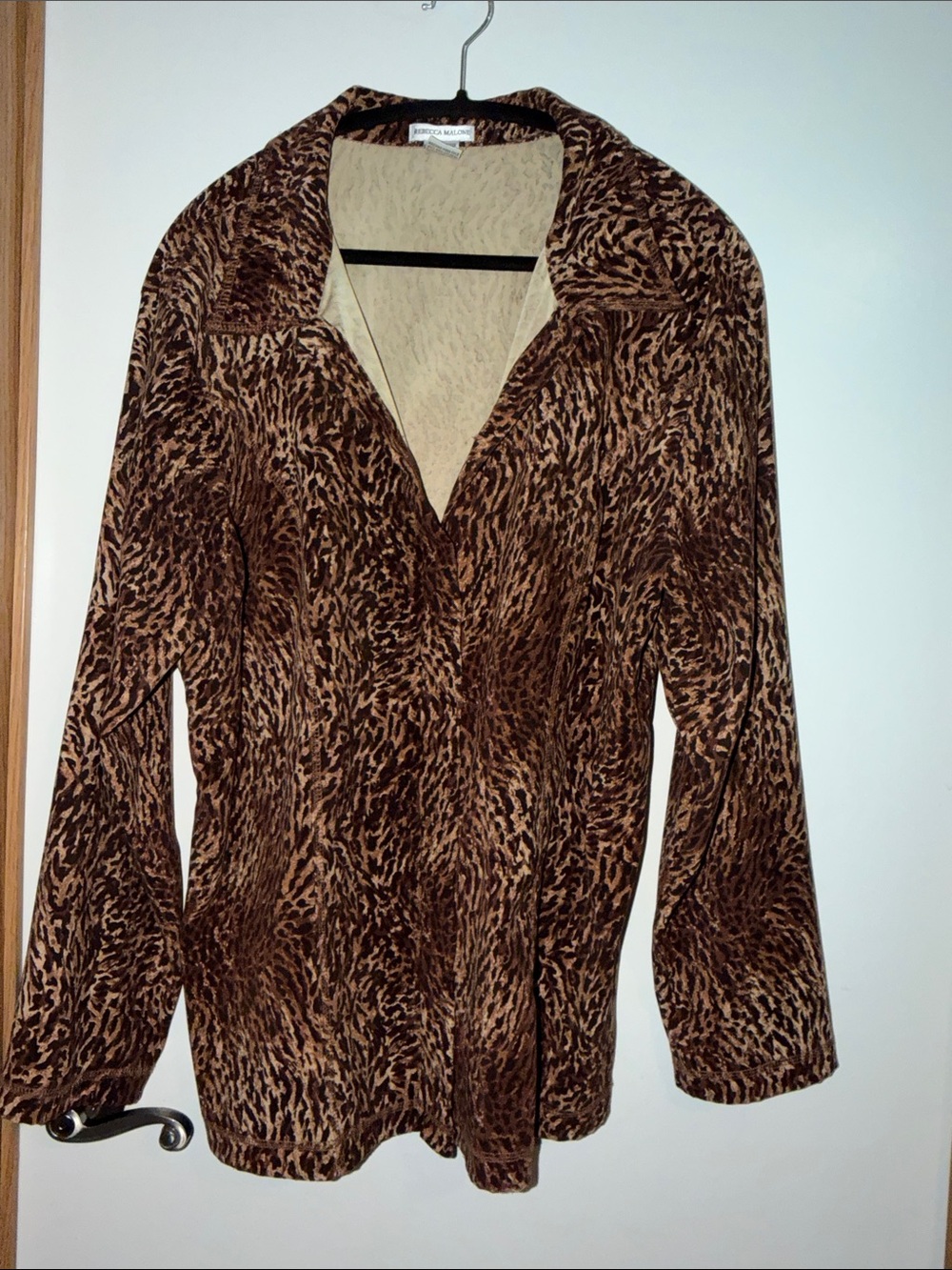Rebecca Malone Brown Animal-Print Button-Down Shirt